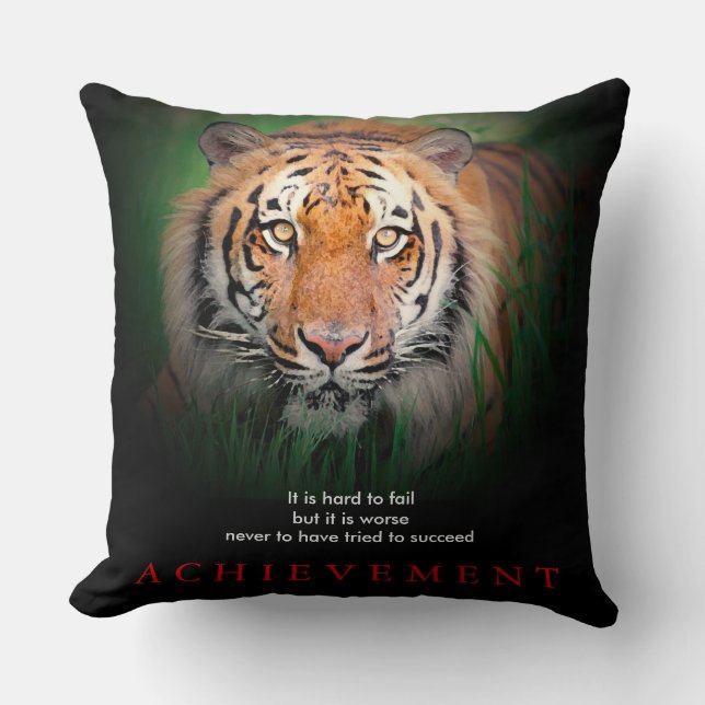 Tiger Motivational Achievement Cushion (Front)