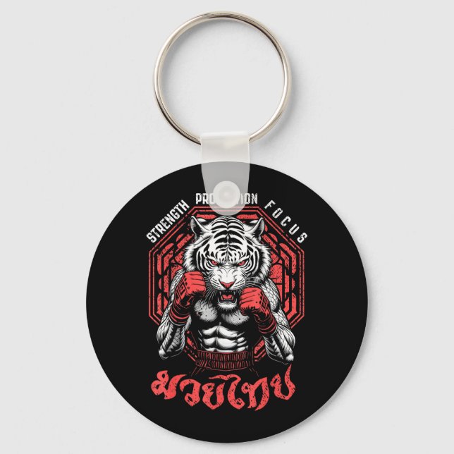 Tiger Muay Thai Boxing MMA Fighter Strength Key Ring (Front)
