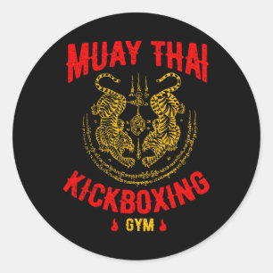 Tiger Muay Thai Kickboxing Gym Mma Training Gift _ Classic Round Sticker