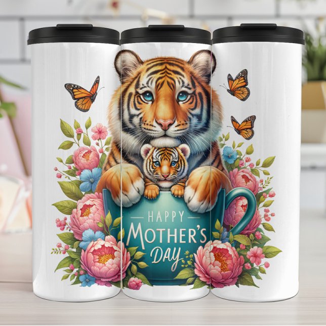 Tiger Mum: Baby, Flowers, Mother's Day Thermal Tumbler (Creator Uploaded)