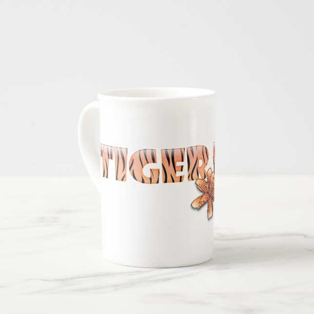 Tiger Mum with Tiger Lily Bone China Mug (Front Left)