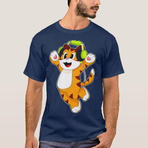 Tiger Musician Headphone Music T-Shirt