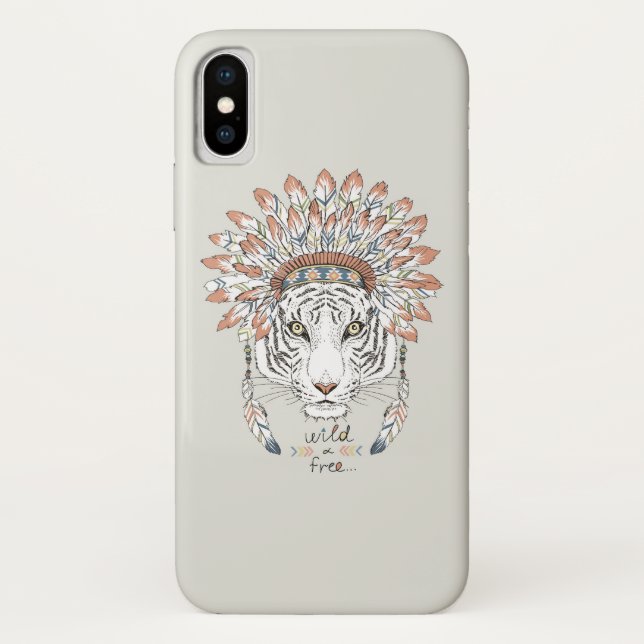 Tiger Native American Indian Chief Case-Mate iPhone Case (Back)