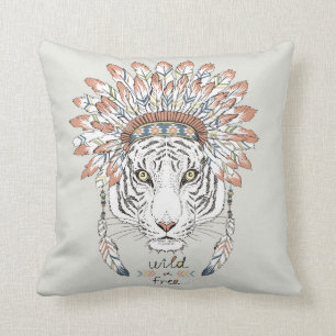 Tiger Native American Indian Chief Cushion