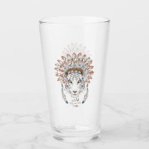 Tiger Native American Indian Chief Glass