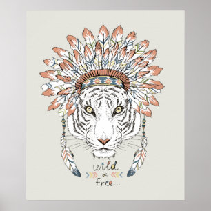Tiger Native American Indian Chief Poster