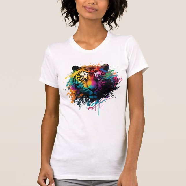 Tiger Neon Ink Splash T-Shirt (Front)