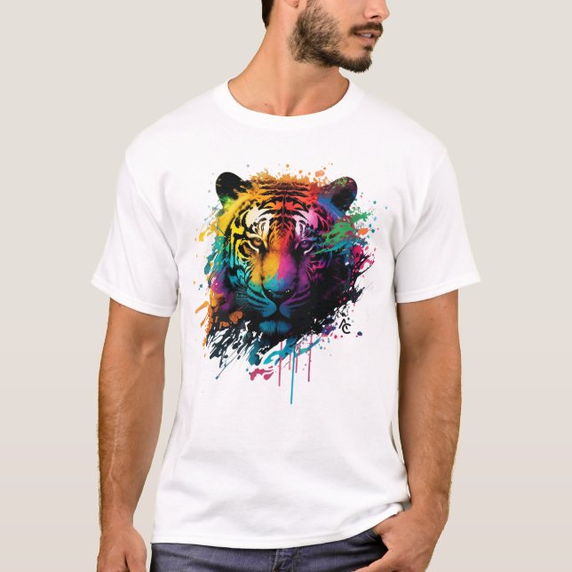 Tiger Neon Ink Splash T-Shirt (Front)