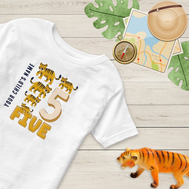 Tiger Number Five Cute Personalised  Toddler T-Shirt (Creator Uploaded)