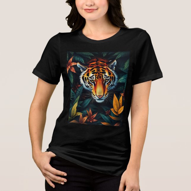 “Tiger of Mine” – Colourful Tiger Portrait Tri-Blend Shirt (Front)