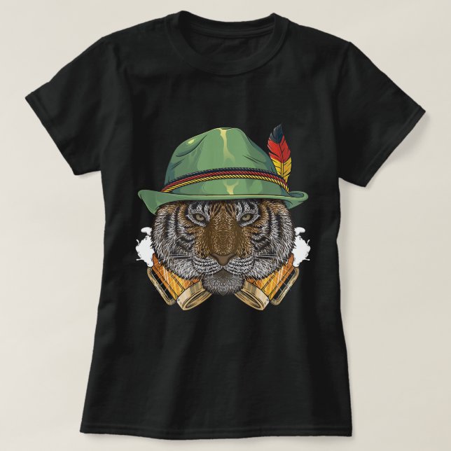 Tiger Oktoberfest German Beer Fest Animal Beerfest T-Shirt (Design Front)