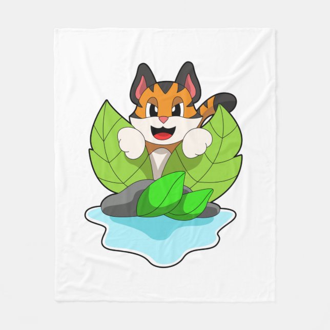 Tiger on the Hunt Fleece Blanket (Front)