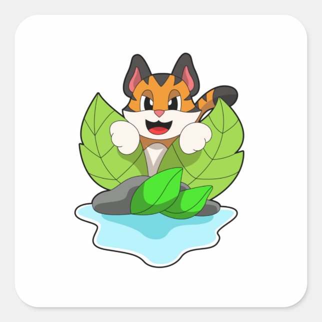 Tiger on the Hunt Square Sticker (Front)