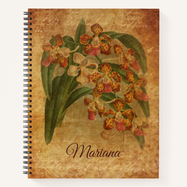 Tiger Orchid Vintage Paper Style Art Notebook (Front)