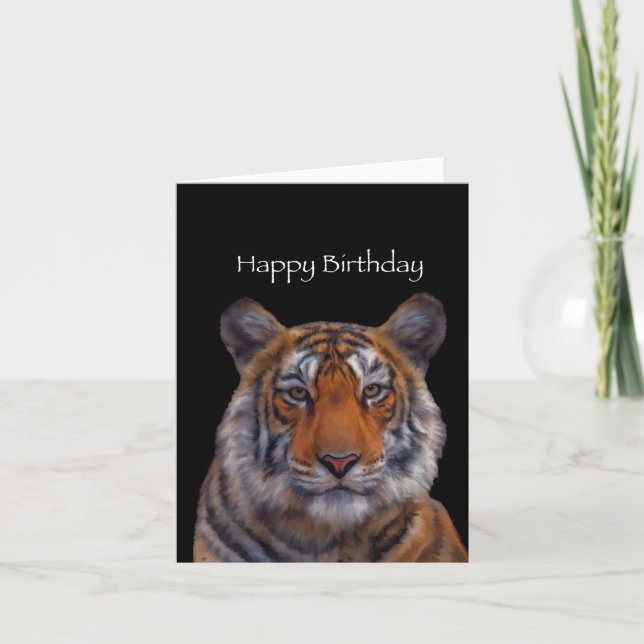Tiger Painting Happy Birthday Card (Front)