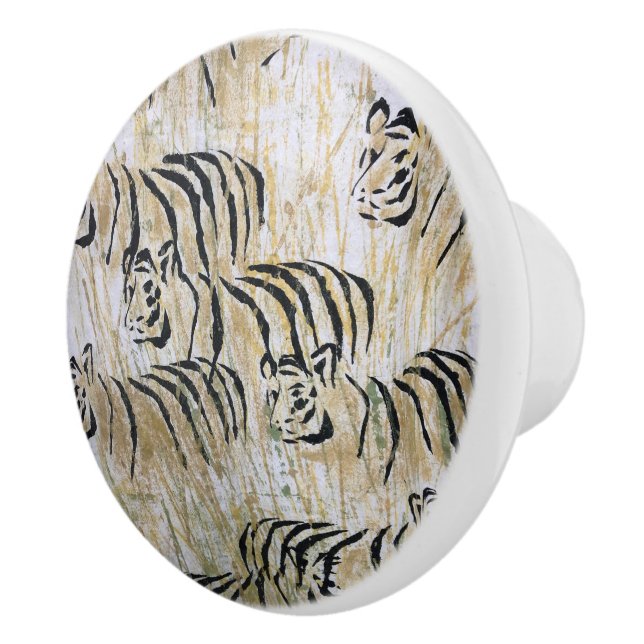 Tiger Painting Pattern Ceramic Knob (Right)