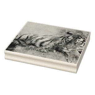 Tiger painting rubber stamp