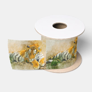 Tiger painting satin ribbon