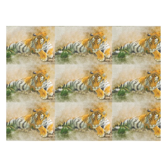 Tiger painting tablecloth (Front (Horizontal))