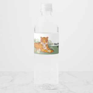 Tiger party, animal jungle water bottle label