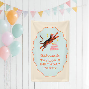Tiger Party Animals Kids Birthday Welcome Banner