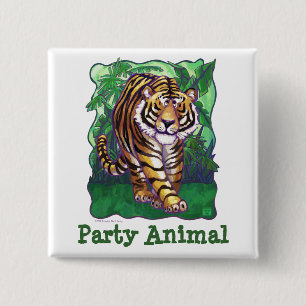 Tiger Party Centre 15 Cm Square Badge
