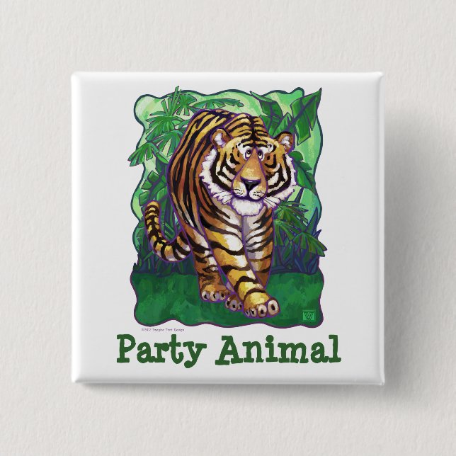 Tiger Party Centre 15 Cm Square Badge (Front)