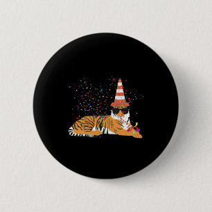 Tiger Partying Animals Having A Party 6 Cm Round Badge