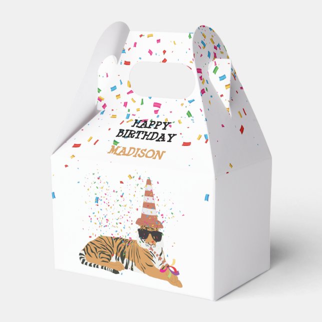 Tiger Partying - Animals Having a Party  Favour Box (Front Side)