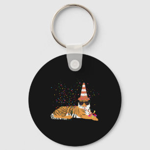 Tiger Partying Animals Having A Party Key Ring