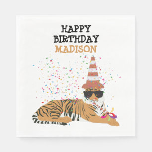Tiger Partying - Animals Having a Party Napkin