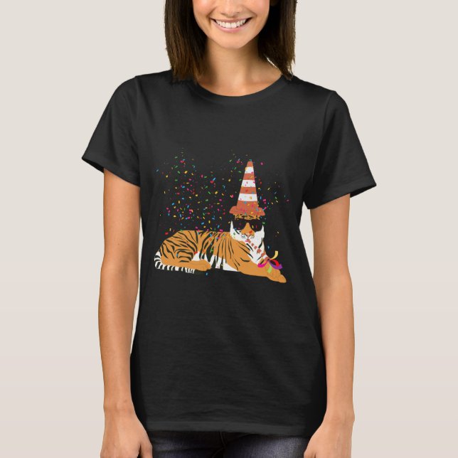 Tiger Partying Animals Having A Party  T-Shirt (Front)