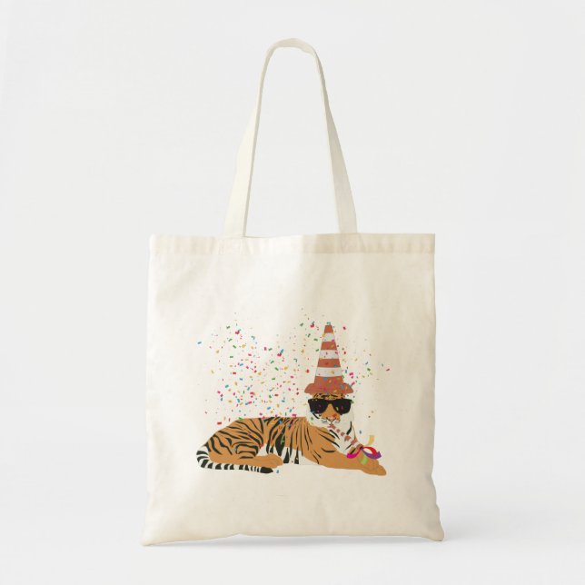 Tiger Partying - Animals Having a Party Tote Bag (Front)