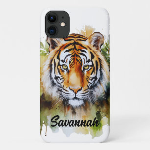 Tiger Pastel Flowers Safari Watercolor Savannah Case-Mate iPhone Case