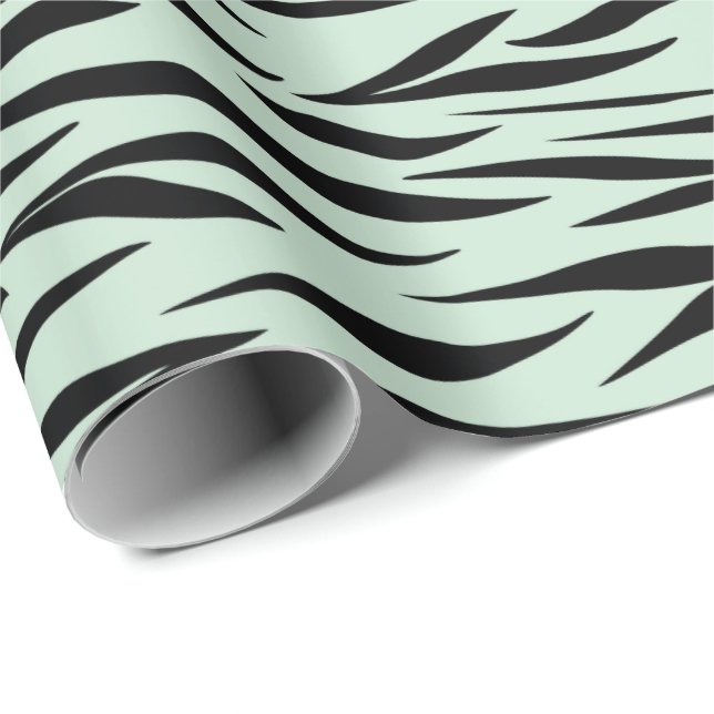 Tiger Pattern Anniversary Menthol Green Seamless Wrapping Paper (Roll Corner)