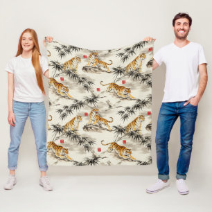 Tiger pattern fleece blanket