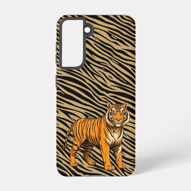 Tiger Pattern in Light Brown with Tiger  Samsung Galaxy S21 Case (Back)