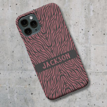 Tiger Pattern in Red and Gray with Name