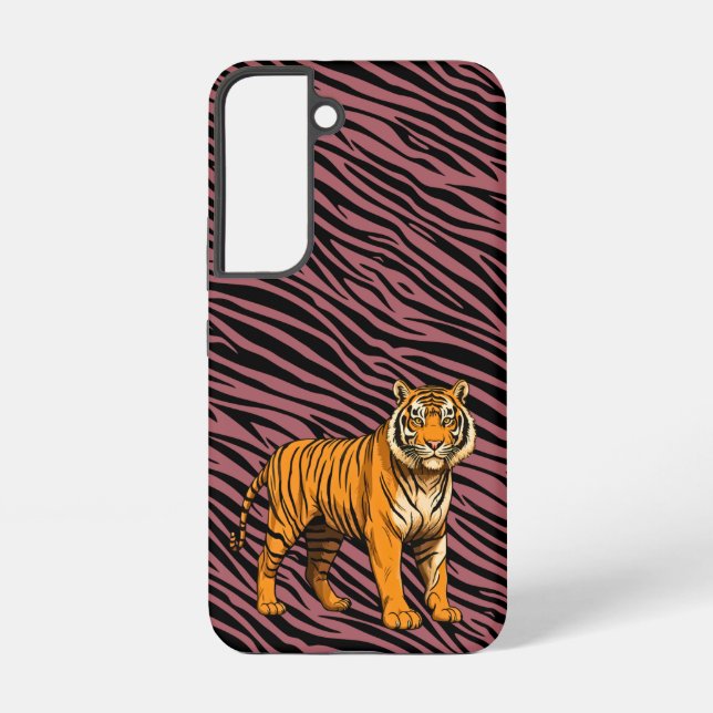 Tiger Pattern in Red with Tiger Samsung Galaxy S22 Case (Back)