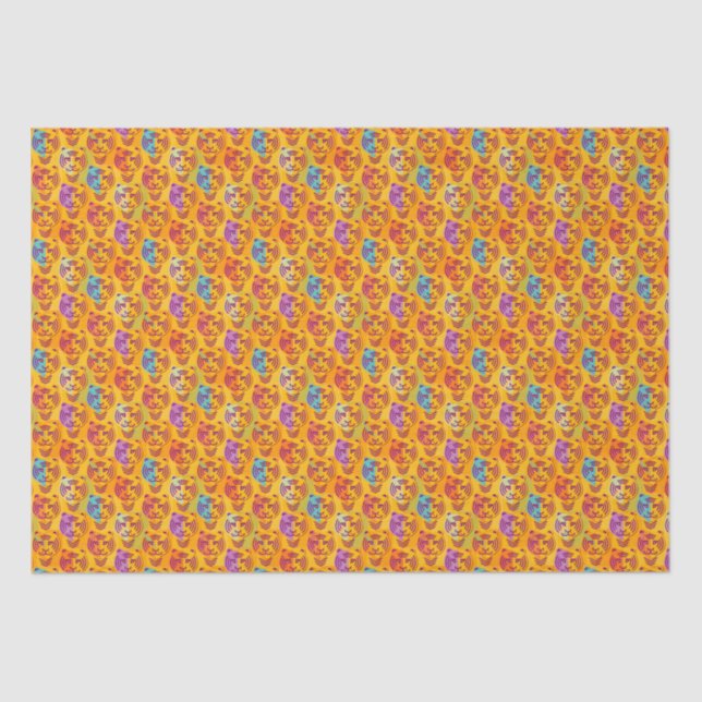 Tiger pattern on dark yellow background tissue paper (Front)