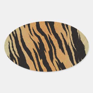 Tiger Pattern Oval Sticker
