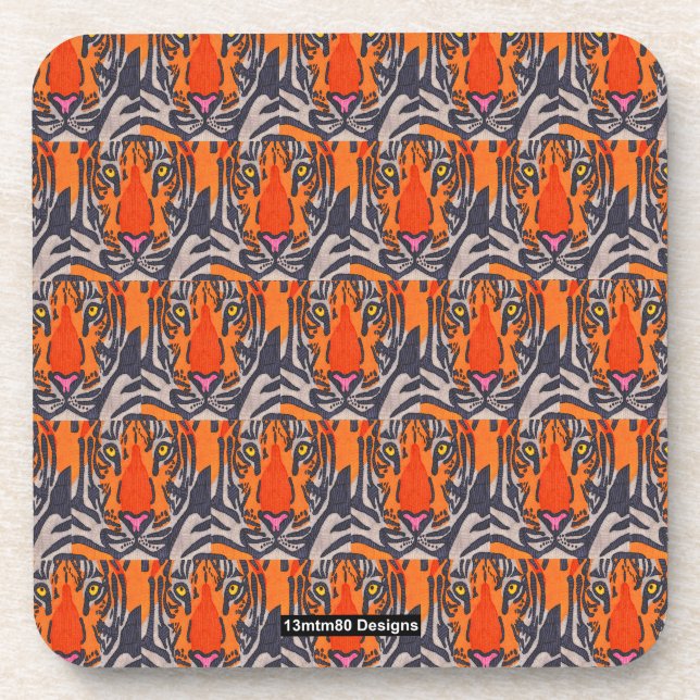 Tiger (pattern) - Plastic Coaster (Front)