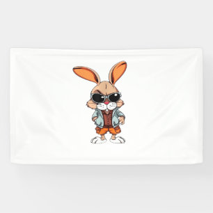 Tiger Pattern Rabbit Easter Bunny for Kids Banner