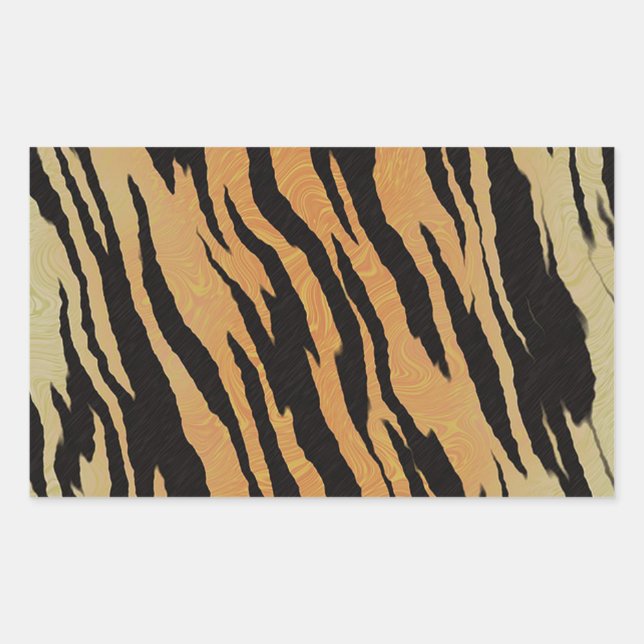 Tiger Pattern Rectangular Sticker (Front)