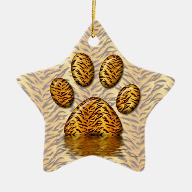 Tiger Paw #2 Ceramic Tree Decoration (Front)