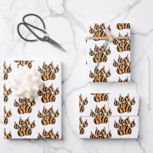 Tiger Paw Print Custom Wrapping Paper Sheet