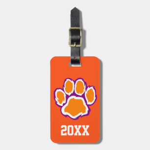 Tiger Paw Print Luggage Tag with Text on Back