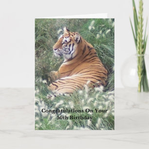 Tiger Personalised 50th Birthday Card