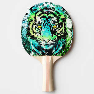 Tiger Ping Pong Paddle - Colourful Tiger Eyes 