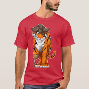 Tiger Pirate Wooden leg Eye patch T-Shirt